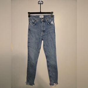 Womens Size 24 Agolde High Rise Buttoned Fly With Frayed Hem Jeans